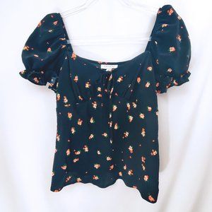 TOPSHOP 90s Floral Peasant Tie Blouse EUC